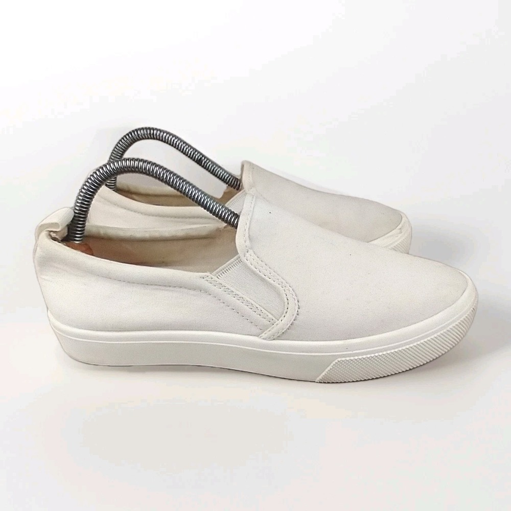 Skechers Street Los Angeles White Canvas Slip On Sneakers Memory Foam Womens 9.5